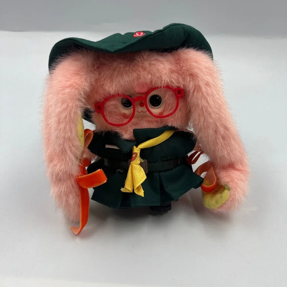Baby Three Thailand Exclusive Explorer Pink Bunny Plush Keychain Red Glasses